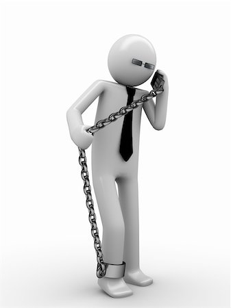 Hot phone line! Man chained with mobile phone 1 Stock Photo - Budget Royalty-Free & Subscription, Code: 400-04611858