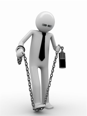 Trying to break phone addiction! Man chained with mobile phone 3 Stock Photo - Budget Royalty-Free & Subscription, Code: 400-04611860