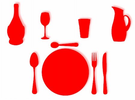 dinner plate graphic - Utensils in silhouette to represent lunch and dinner set Foto de stock - Super Valor sin royalties y Suscripción, Código: 400-04612043