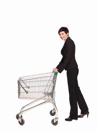 empty shopping cart - Jumping woman with a shopping cart Photographie de stock - Aubaine LD & Abonnement, Code: 400-04612179