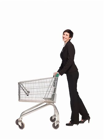 empty shopping cart - Jumping woman with a shopping cart Photographie de stock - Aubaine LD & Abonnement, Code: 400-04612180
