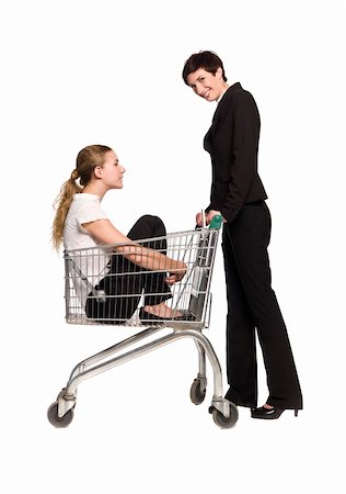 empty shopping cart - Woman with her friend in a shopping cart Photographie de stock - Aubaine LD & Abonnement, Code: 400-04612183