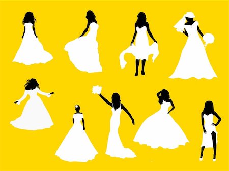 a collection of modern brides silhouettes  with  white dresses Stock Photo - Budget Royalty-Free & Subscription, Code: 400-04612397