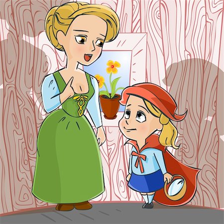 regisser_com (artist) - Illustration for tale Little red riding hood. Little girl with her mum. Photographie de stock - Aubaine LD & Abonnement, Code: 400-04612517