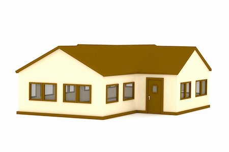 Render of a one floor house Stock Photo - Budget Royalty-Free & Subscription, Code: 400-04612887