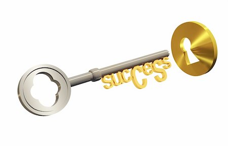 A key with success title and a keyhole, 3d rendered image Stock Photo - Budget Royalty-Free & Subscription, Code: 400-04612949