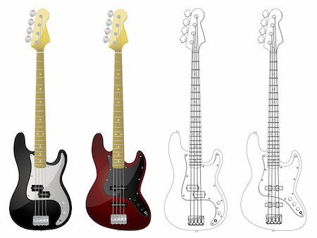 fender - Vector isolated image of bass guitars on white background. Stock Photo - Budget Royalty-Free & Subscription, Code: 400-04612959