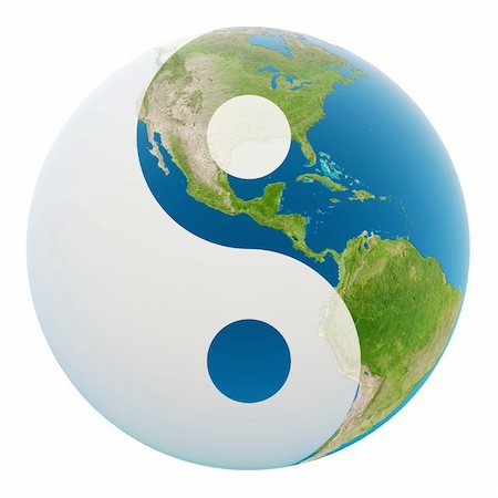 Earth and yin yang sign, 3d rendered image Stock Photo - Budget Royalty-Free & Subscription, Code: 400-04612951