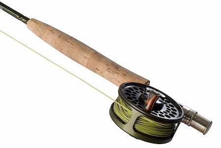 fly fishing dry flies - Fly Rod with a Reel and a line isolated on white background. Stock Photo - Budget Royalty-Free & Subscription, Code: 400-04613077