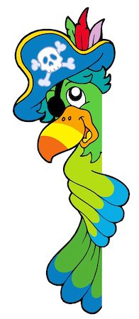 simsearch:400-08160274,k - Lurking pirate parrot - vector illustration. Foto de stock - Super Valor sin royalties y Suscripción, Código: 400-04613291