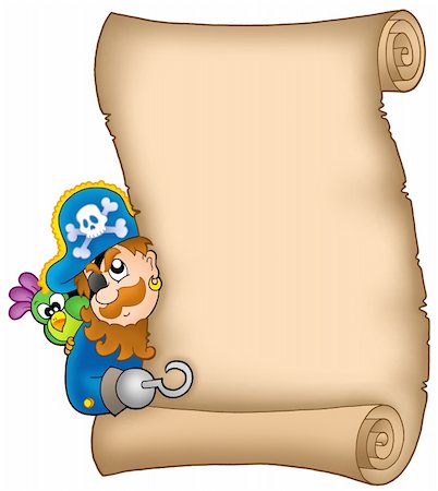 Parchment with lurking pirate - color illustration. Stock Photo - Budget Royalty-Free & Subscription, Code: 400-04613302