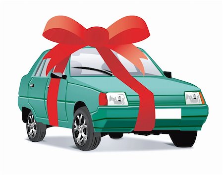 Vector illustration of car as a gift Stock Photo - Budget Royalty-Free & Subscription, Code: 400-04613757