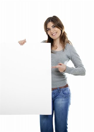 simsearch:400-05368656,k - Beautiful young women holding a blank notecard. Stockbilder - Microstock & Abonnement, Bildnummer: 400-04613860