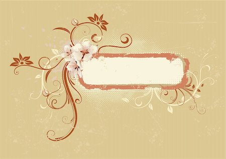 simsearch:400-04626284,k - Vector illustration of Grunge Floral Decorative frame Stock Photo - Budget Royalty-Free & Subscription, Code: 400-04624102