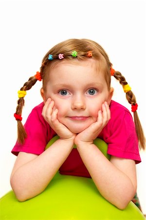 Funny smiling little girl portrait over white background Fotografie stock - Microstock e Abbonamento, Codice: 400-04624137