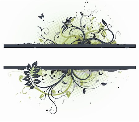 simsearch:400-04626284,k - Vector illustration of Grunge Floral Decorative banner Stock Photo - Budget Royalty-Free & Subscription, Code: 400-04624225