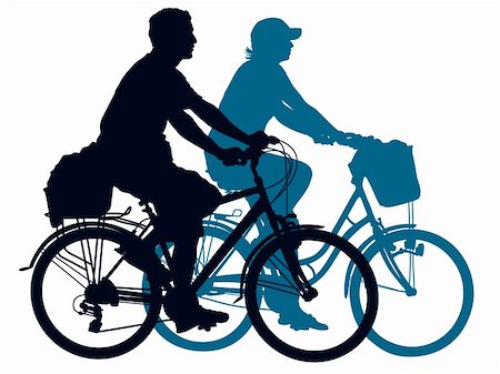 family sports silhouette - Cycling people on a summer trip. Vector illustration. Stock Photo - Budget Royalty-Free & Subscription, Code: 400-04624445