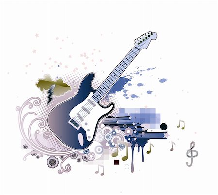 Vector illustration of abstract party design with guitar Stock Photo - Budget Royalty-Free & Subscription, Code: 400-04624476
