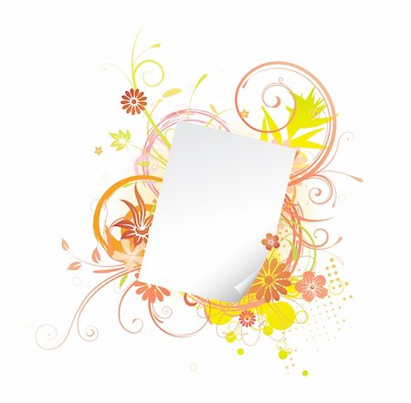 simsearch:400-04624081,k - Vector illustration of Grunge Floral Background with paper leaf frame Fotografie stock - Microstock e Abbonamento, Codice: 400-04624518