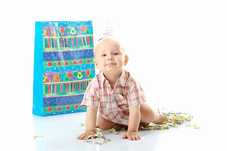 simsearch:400-07748143,k - Child boy in birthday hat over white Stock Photo - Budget Royalty-Free & Subscription, Code: 400-04624895