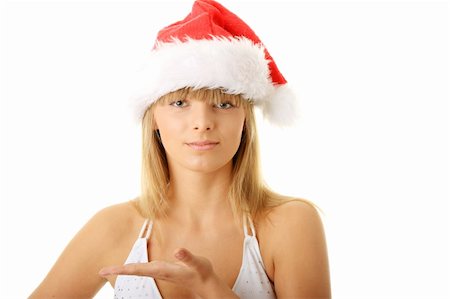 simsearch:400-05731502,k - Sensual young woman wearing christmas hat. Isolated Stockbilder - Microstock & Abonnement, Bildnummer: 400-04624912