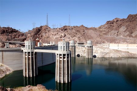 Intake Towers of Hoover Dam on the border of Arizona and Nevada. Stock Photo - Budget Royalty-Free & Subscription, Code: 400-04625042