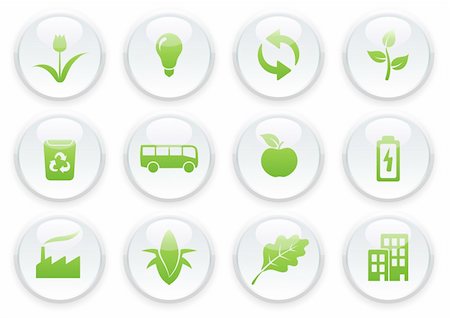 Vector illustration of green ecology icon set Stock Photo - Budget Royalty-Free & Subscription, Code: 400-04625609
