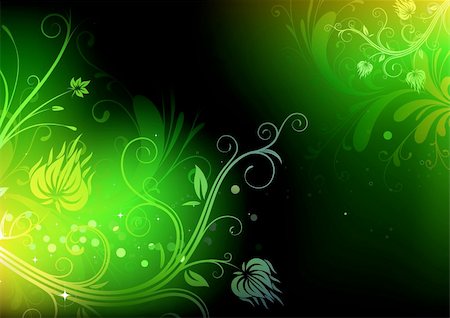 simsearch:400-05173615,k - Vector illustration of futuristic background made of green shiny floral elements Fotografie stock - Microstock e Abbonamento, Codice: 400-04625603