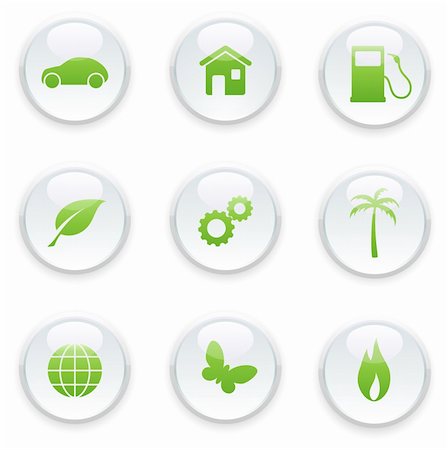 Vector illustration of green ecology icon set Foto de stock - Super Valor sin royalties y Suscripción, Código: 400-04625610