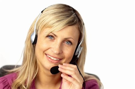 simsearch:400-04560247,k - Young Businesswoman talking on a headset Foto de stock - Super Valor sin royalties y Suscripción, Código: 400-04625654