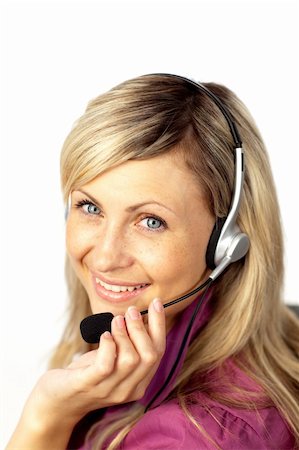 simsearch:400-05098432,k - Young Businesswoman talking on a headset Photographie de stock - Aubaine LD & Abonnement, Code: 400-04625653