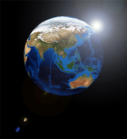 simsearch:400-08532060,k - Europe and Asia on the Earth planet. Data source: Nasa Fotografie stock - Microstock e Abbonamento, Codice: 400-04625676