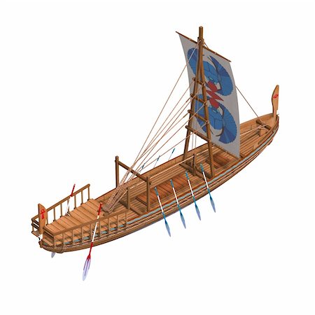 rudder illustration - Egyptian Boat. 3D render with clipping path and shadow over white Stock Photo - Budget Royalty-Free & Subscription, Code: 400-04625746