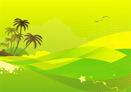 seagulls at beach - Vector illustration of abstract background with palm tree on the ocean coast Stock Photo - Budget Royalty-Free & Subscription, Code: 400-04625856