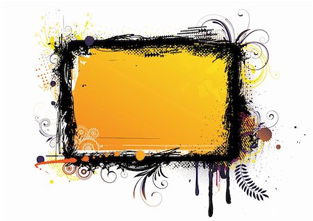 simsearch:400-04142167,k - Vector illustration of urban floral background with Design elements over grunge stained frame. Fotografie stock - Microstock e Abbonamento, Codice: 400-04625876