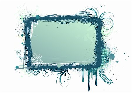 simsearch:400-04626284,k - Vector illustration of urban floral background with Design elements over grunge stained frame. Stock Photo - Budget Royalty-Free & Subscription, Code: 400-04625877