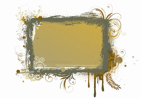 simsearch:400-04626284,k - Vector illustration of urban floral background with Design elements over grunge stained frame. Stock Photo - Budget Royalty-Free & Subscription, Code: 400-04625878