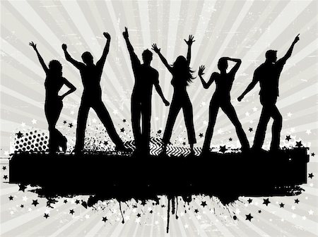 simsearch:400-04349797,k - Silhouettes of people dancing on a grunge background Stock Photo - Budget Royalty-Free & Subscription, Code: 400-04626306