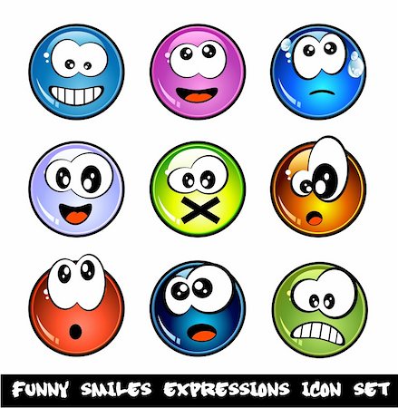 Colorful Set of Funny Smiles with different expressions Stock Photo - Budget Royalty-Free & Subscription, Code: 400-04626310