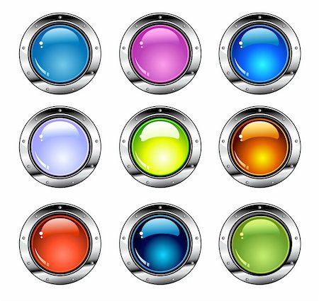 simsearch:400-07293164,k - Colorful Glossy Internet Buttons with Metal Chromed Borders Foto de stock - Super Valor sin royalties y Suscripción, Código: 400-04626311