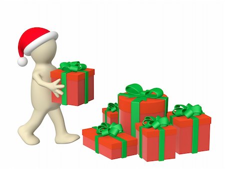 simsearch:400-07332398,k - 3d puppet, stacking christmas gifts Photographie de stock - Aubaine LD & Abonnement, Code: 400-04626370