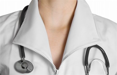 simsearch:400-05701895,k - Closeup of female doctor with stethoscope isolated on white Stock Photo - Budget Royalty-Free & Subscription, Code: 400-04626619