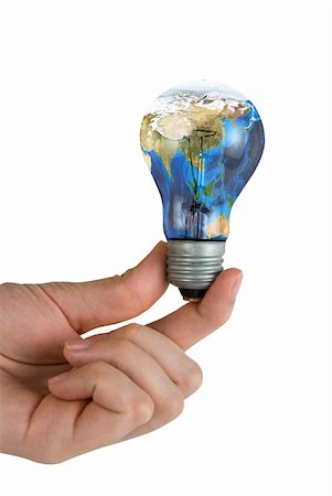 simsearch:400-04626612,k - Hand holding Earth-Bulb isolated on white Foto de stock - Super Valor sin royalties y Suscripción, Código: 400-04626611