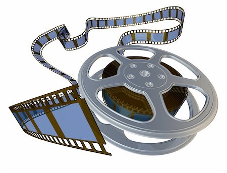 reel to reel projector - 3d rendered film reel spooling from its case Stock Photo - Budget Royalty-Free & Subscription, Code: 400-04627068