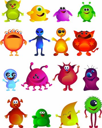 simsearch:400-04273714,k - collection of cute little monster Stock Photo - Budget Royalty-Free & Subscription, Code: 400-04627192