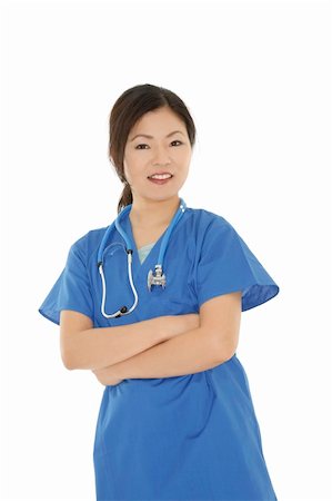 simsearch:400-05172792,k - Beautiful Asian doctor or nurse on a white background Foto de stock - Royalty-Free Super Valor e Assinatura, Número: 400-04627229