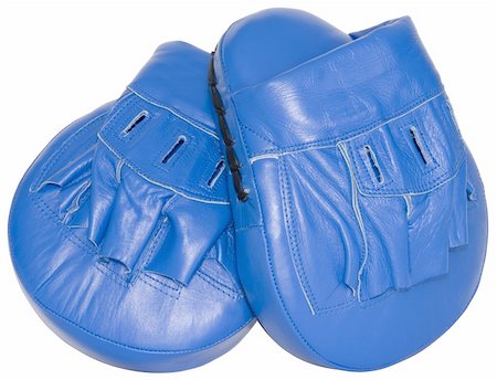 Blue punching focus mitts isolated with clipping path Photographie de stock - Aubaine LD & Abonnement, Code: 400-04627335