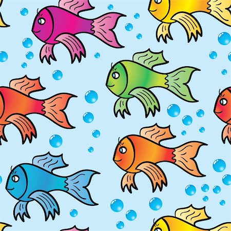 simsearch:400-04389429,k - Abstract background of multicolor fishs. Seamless. Vector illustration. Stock Photo - Budget Royalty-Free & Subscription, Code: 400-04627585