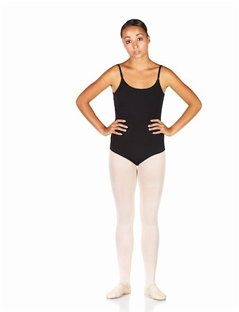 simsearch:400-08496646,k - Tired young caucasian ballerina girl on white background and reflective white floor. Not Isolated. Stockbilder - Microstock & Abonnement, Bildnummer: 400-04627908