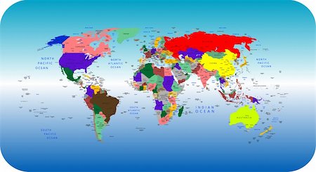 Vector colorful political map of the World Stock Photo - Budget Royalty-Free & Subscription, Code: 400-04627919